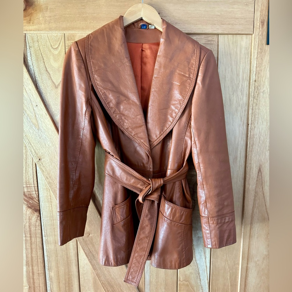 Vintage Orange/Brown Genuine Leather Jacket